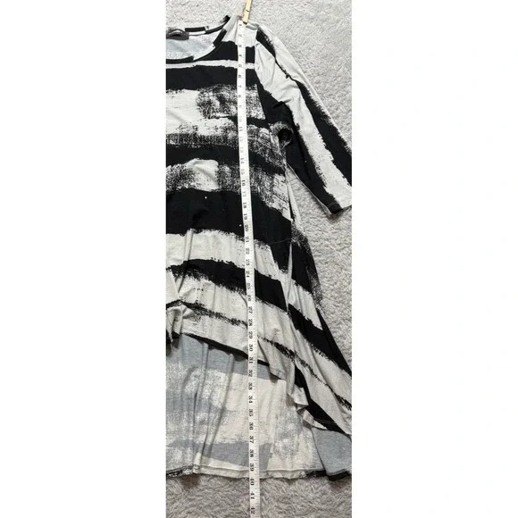 Alembika Womens Black White Long Sleeve Dress Lagenlook Pockets Artsy XL - Picture 8 of 10